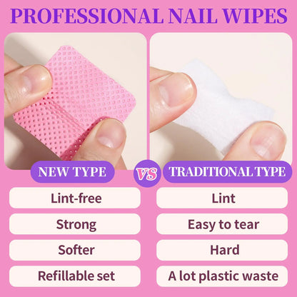 LINMANDA 200Pcs Lint Free Nail Cleaning Wipes Nail Cleaning Pads Gel