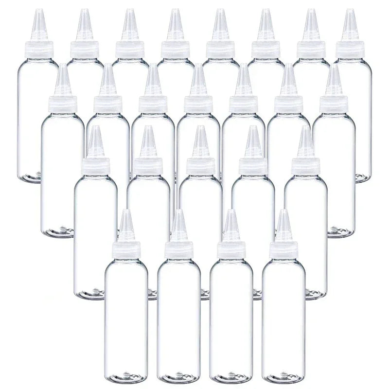 10Pcs Transparent Sharp-mouth Bottle 10/30/50/60/100/120ml Plastic