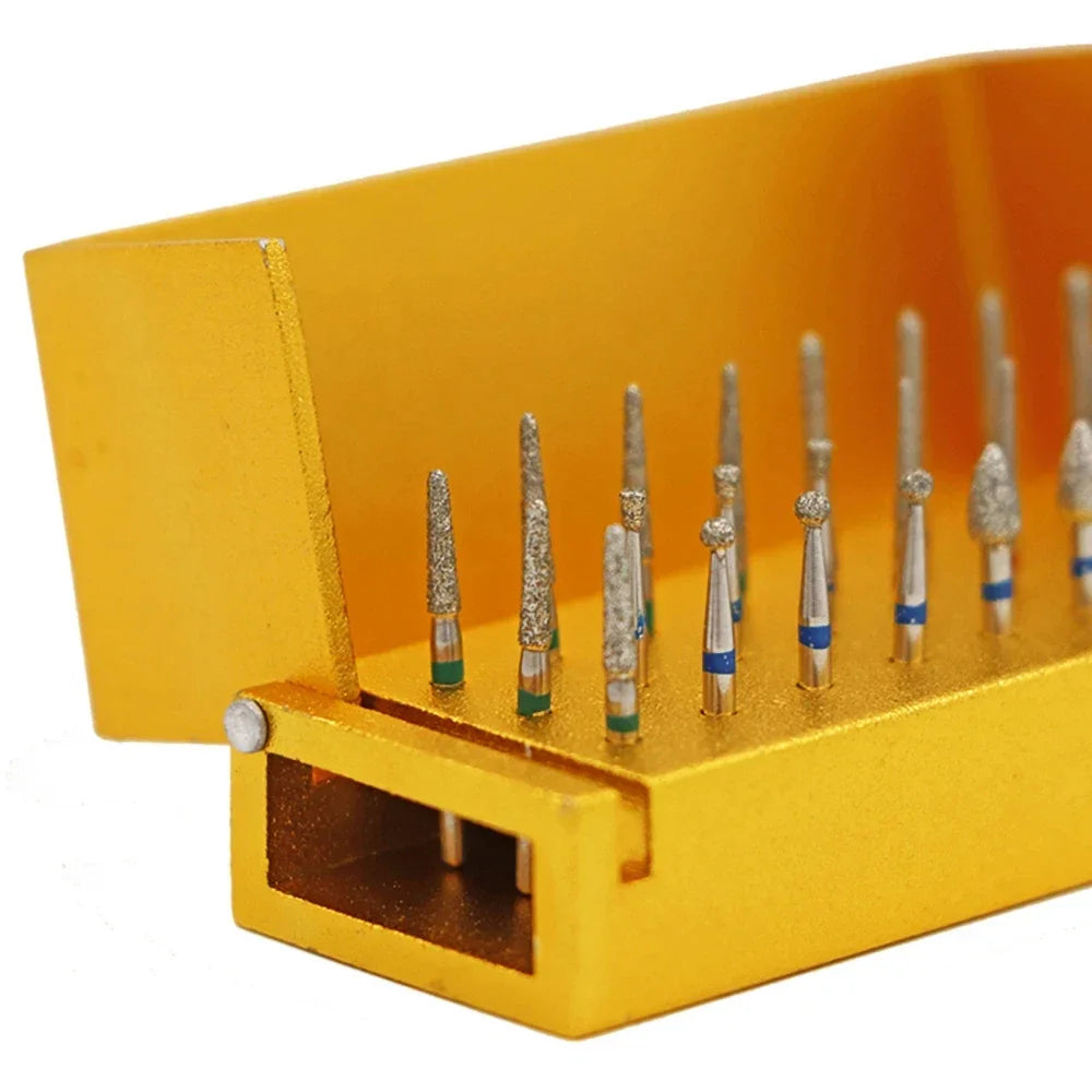 30 Pcs/Set Aluminium Dental Burs Kit With Holder Dental Diamond Burs