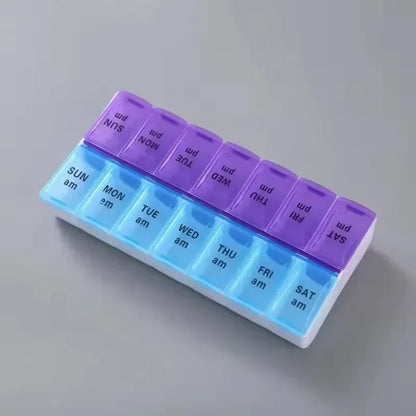 Weekly Pill Box Organizer Cases Portable Pillbox 7 Days 14 Grids Pills