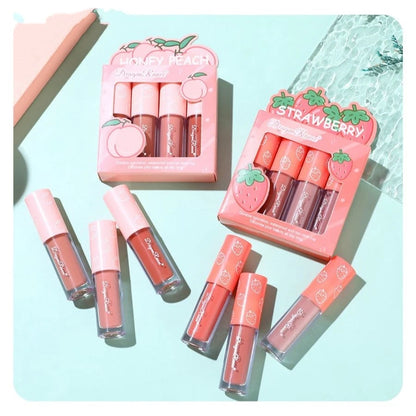 Velvet Matte Lip Glaze Set, Non-Fading, Non-Stick Cup, Fruit Makeup