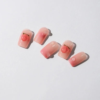 Pink Translucent Peach Jelly Texture 5D Soft Embossed Reliefs Self