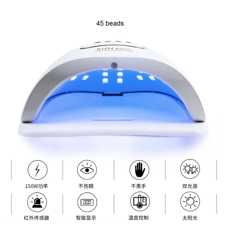 SUNX5Max 150W UV LED Nail Lamp For Fast Drying Gel Nail Phototherapy