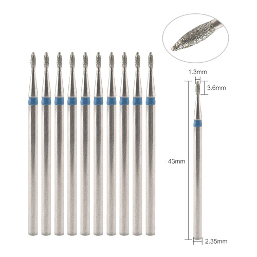 10Pcs Diamond Milling Cutter For Manicure Electric Nail Drill Bits