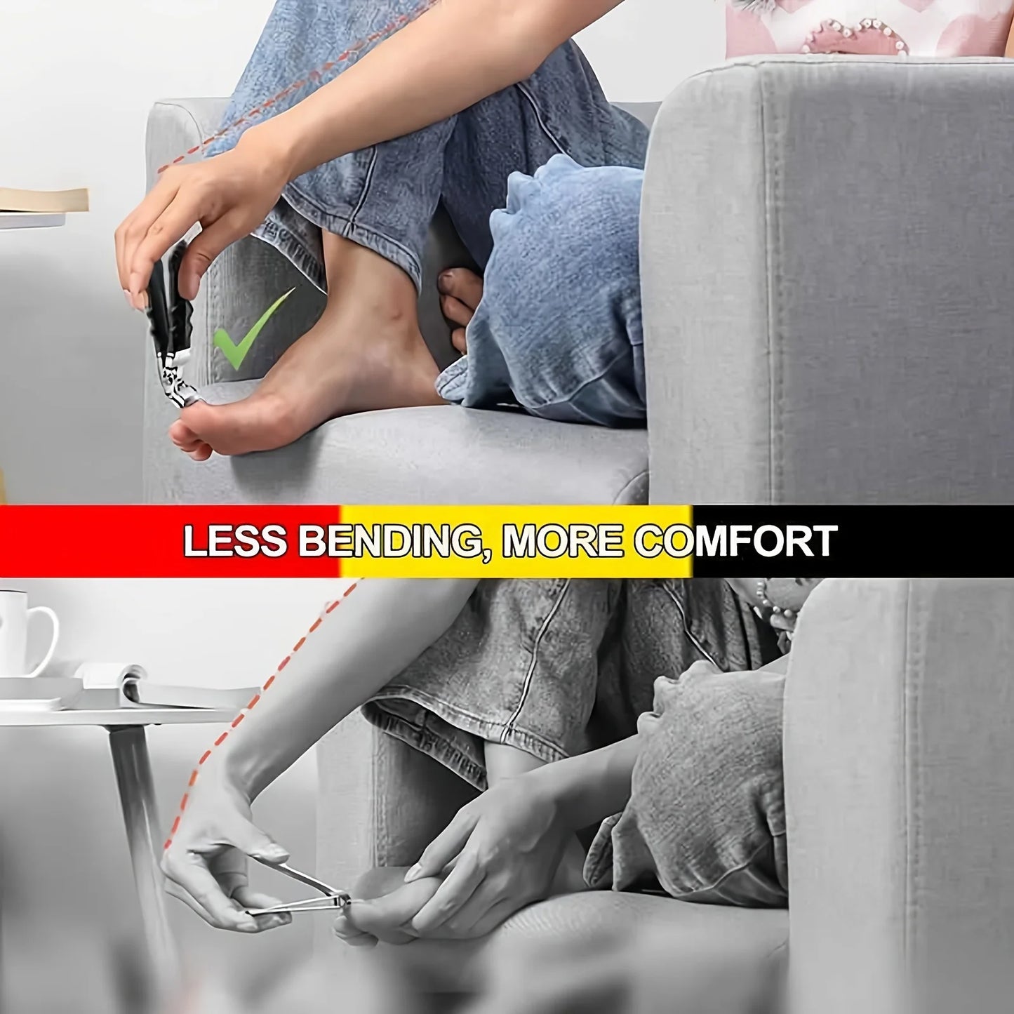 Professional Stainless Steel Toenail Clippers for Seniors, Wide Jaw,