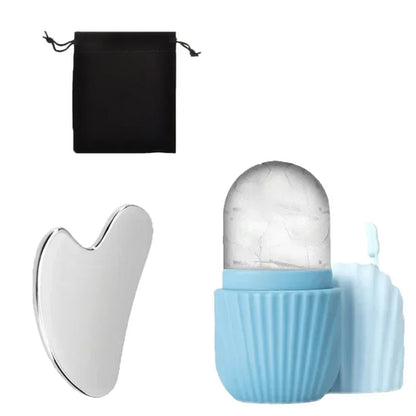 1/3PCS Ice Face Roller Stainless Steel Gua Sha Board Set Face Massage