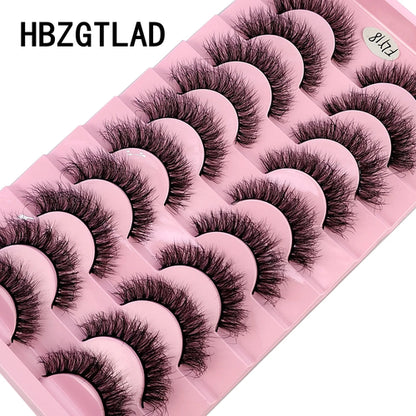 10 Pairs Faux Mink Eyelashes Handmade False Eyelashes Natural Nude
