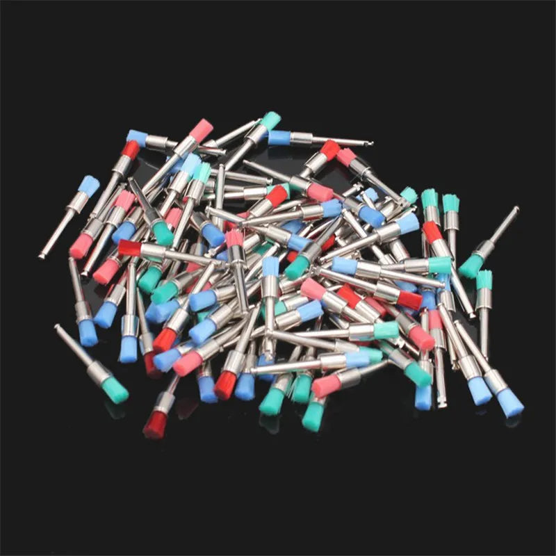 100PCS/Box Dentistry Polishing Brush Nylon Flat Head Latch Teeth