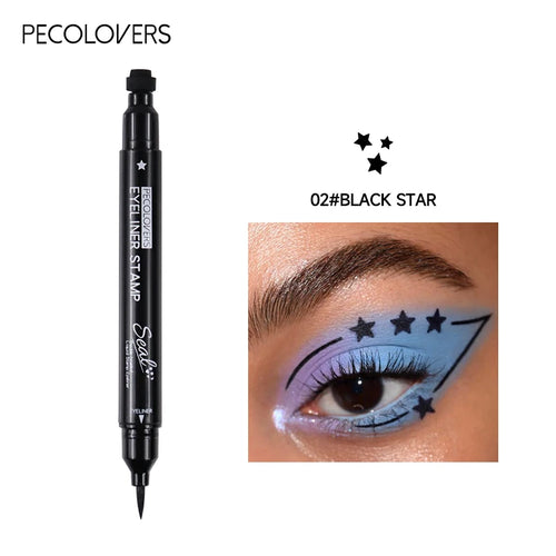 Star Liquid Eyeliner Black Moon Stamp Eye Liner Pencil 2 in 1