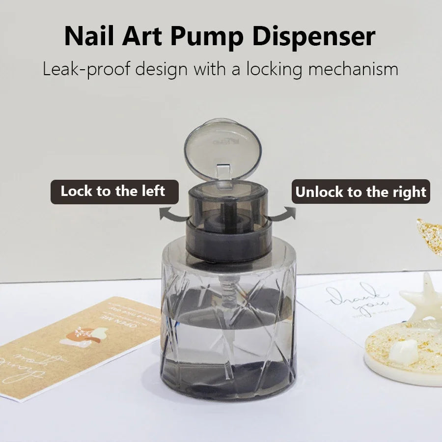 Refillable Lockable Empty Pump Dispenser Nail Manicure Cleaner Makeup