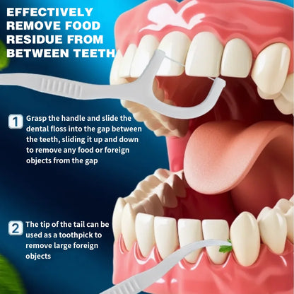 Smooth Mint Floss Stick - Cleaning interdental care for oral health,