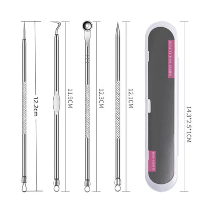 4PCS Blackhead Remover Acne Needle Tools Set Face Cleaning Black Dots