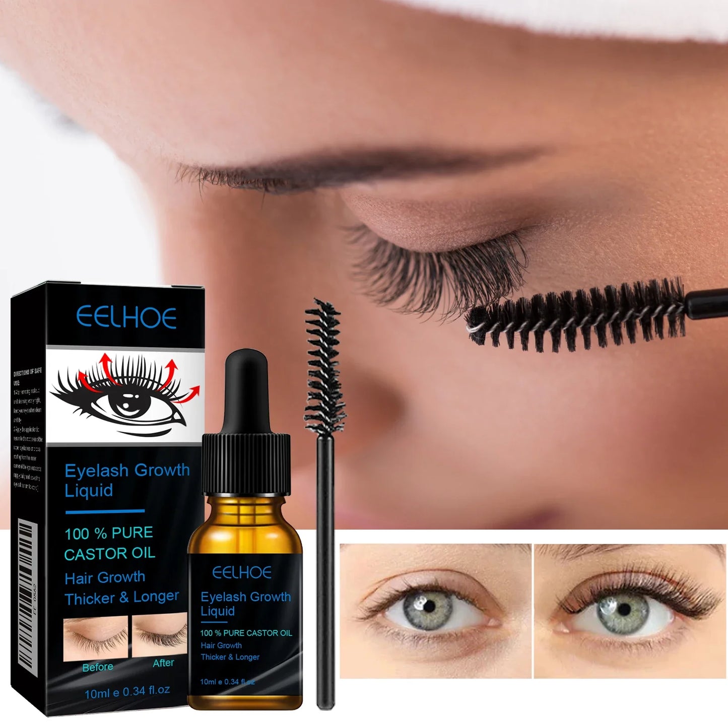 Eyebrows Natural Thick Slender Curl Curl Moist Natural Castor Oil