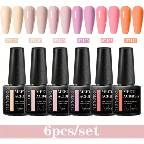 6pcs Gel Nail Polish Set HEMA Free 7ml Semi Permanent Soak Off UV Gel