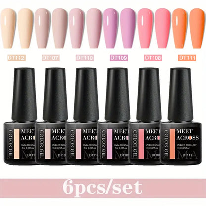 6pcs Gel Nail Polish Set HEMA Free 7ml Semi Permanent Soak Off UV Gel