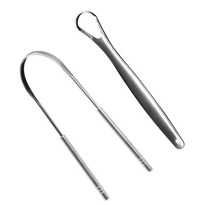 2Pcs Tongue Scraper Stainless Steel Tongue Cleaner Oral Care Hygiene