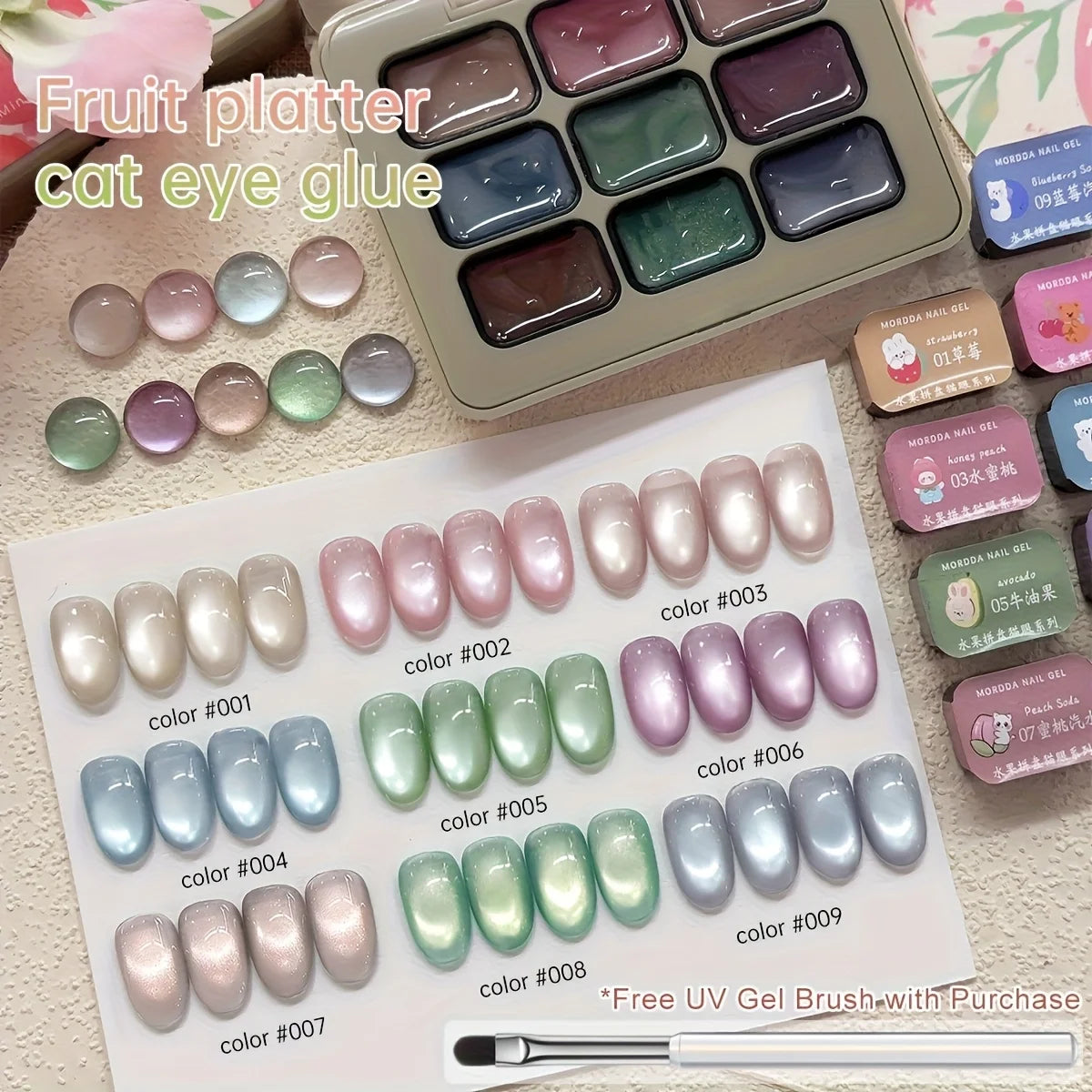 9 Colors Reflective Cat Eye Magnetic Nail Gel Soak UV LED Gel Salon