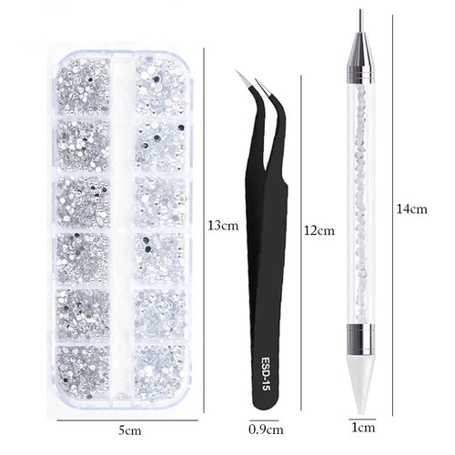 4Pc/Set Nails Art Accesorios Rhinestones 3D Crystal DIY Decorations