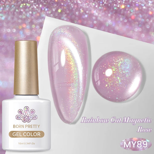 BORN PRETTY 10ml Rainbow Purple Water Light Cat Magnetic Gel Nail
