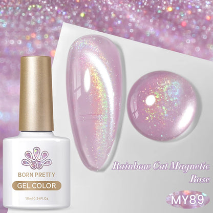 BORN PRETTY 10ml Rainbow Purple Water Light Cat Magnetic Gel Nail