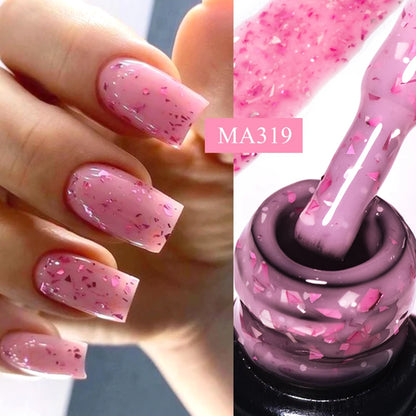 7ml Gold Foils Glitter Rubber Base Gel Nail Gel Polish Self-leveling