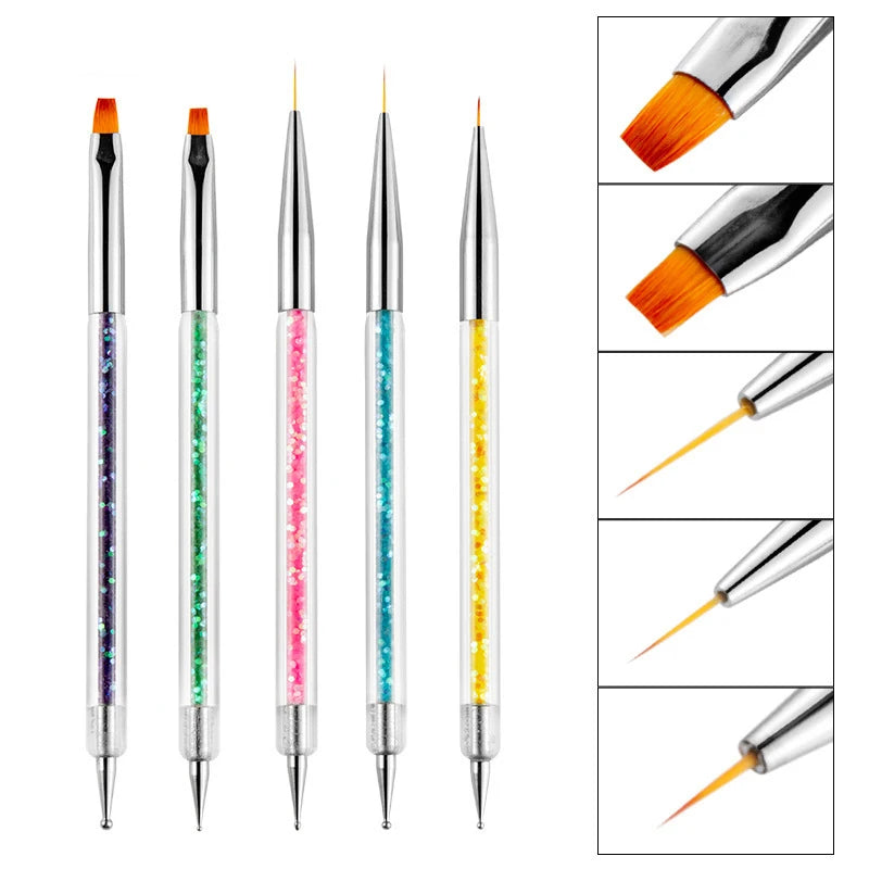 5Pc Nails Art Dotting Pen Acrylic Drawing Liner Supplies Brush