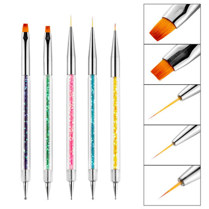 5Pc Nails Art Dotting Pen Acrylic Drawing Liner Supplies Brush