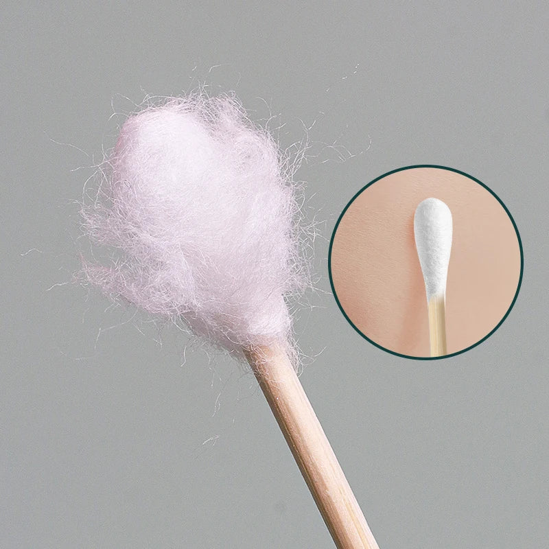 500/1000pcs Double-Headed Wood Cotton Swabs for Nose & Ear Cleaning