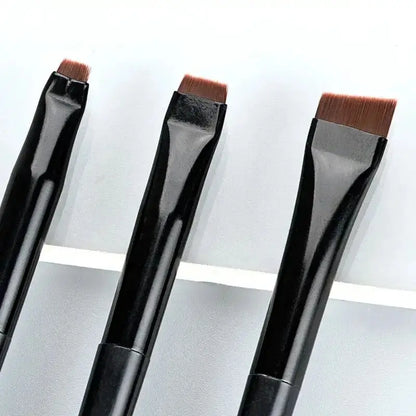 3-Piece Eyeliner & Eyebrow Brushes Set - Ultra-Fine & Flat Tips for