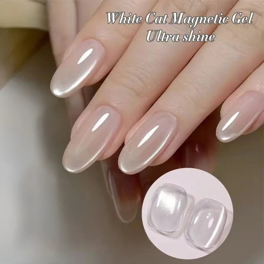 1-9pcs TC Flow Light White Cat Eye Gel Nail Polish Ultra Shine Soak
