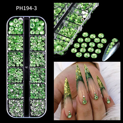 12Grids Ocean Gold Nail Art Charms Shell/Seahorse/Starfish White Half