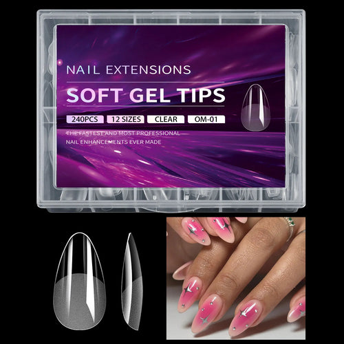 Luxury False Nail Tips Soft Gel Fingertip Semi-matte Capsules Almond