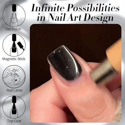 WS Black Glass Cat Magnetic Gel Nail Polish Punk Style Nail Art