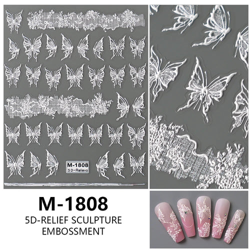 5D Nail Art Stickers Love Hearts Stars French Nail Art Design
