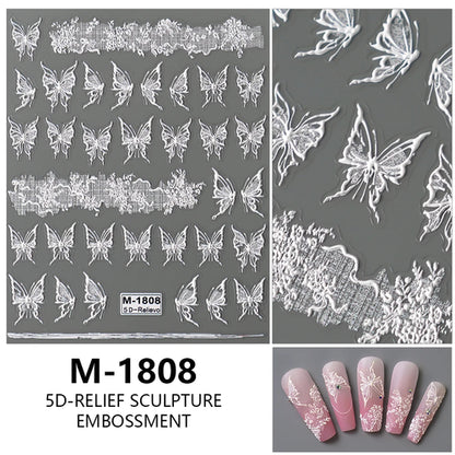 5D Nail Art Stickers Love Hearts Stars French Nail Art Design
