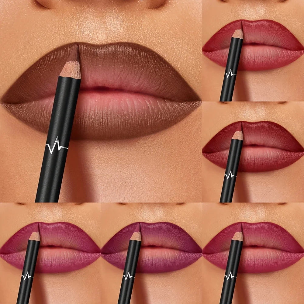Pudaier 6-Color Waterproof Matte Lip Liner - Long-Lasting,
