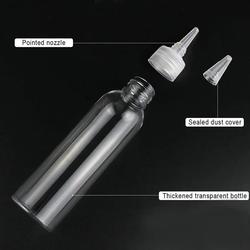 10Pcs Transparent Sharp-mouth Bottle 10/30/50/60/100/120ml Plastic