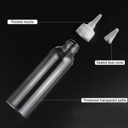 10Pcs Transparent Sharp-mouth Bottle 10/30/50/60/100/120ml Plastic