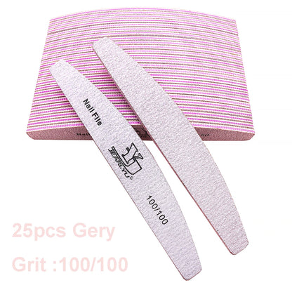 5/25Pcs/Lot Nail File Mix Color 80/100/150/180/240 Grit Professional