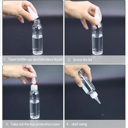 10Pcs Transparent Sharp-mouth Bottle 10/30/50/60/100/120ml Plastic
