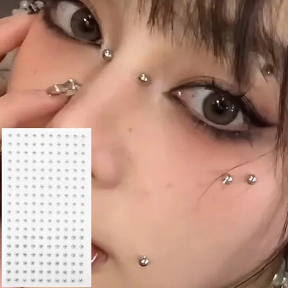 Silvery Fake Lip Eyebrow Ear Stickers Non Piercied Earring Studs Teens
