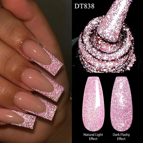 7ml Reflective Glitter Nail Gel Polish Semi Permanent French Style