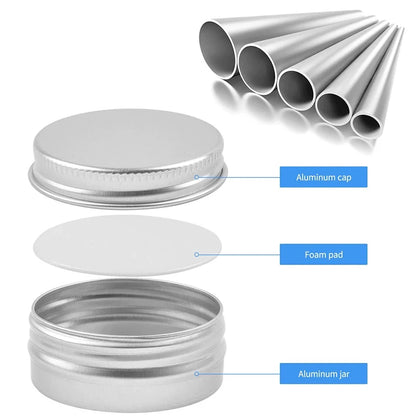 10Pcs 5g 10g 15g 20g 30g 50g Empty Silver Aluminum Tins Cans Screw Top
