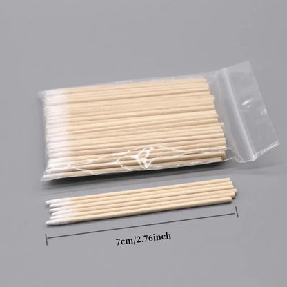 100/300/500 Nails Wooden Tip Cotton Stick Buds Disposable Ultra-Detail