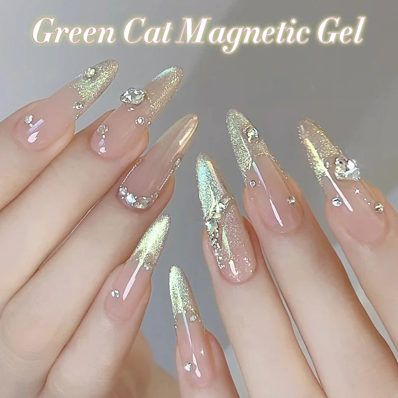 BORN PRETTY 10ml Green Cat Magnetic Gel Ultra Shine Holographic