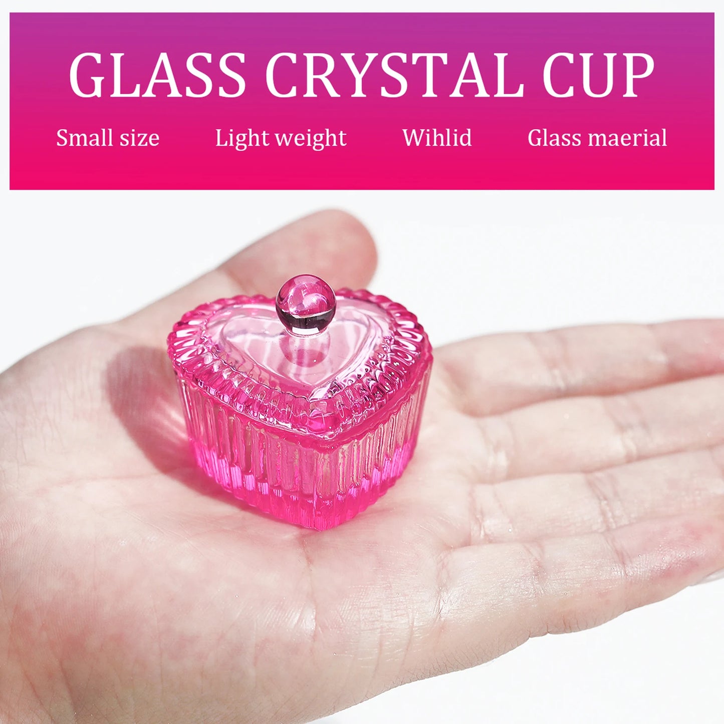 1pcs Pink Crystal Glass Dappen Dish Acrylic Powder Liquid Holder