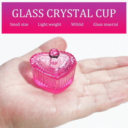1pcs Pink Crystal Glass Dappen Dish Acrylic Powder Liquid Holder