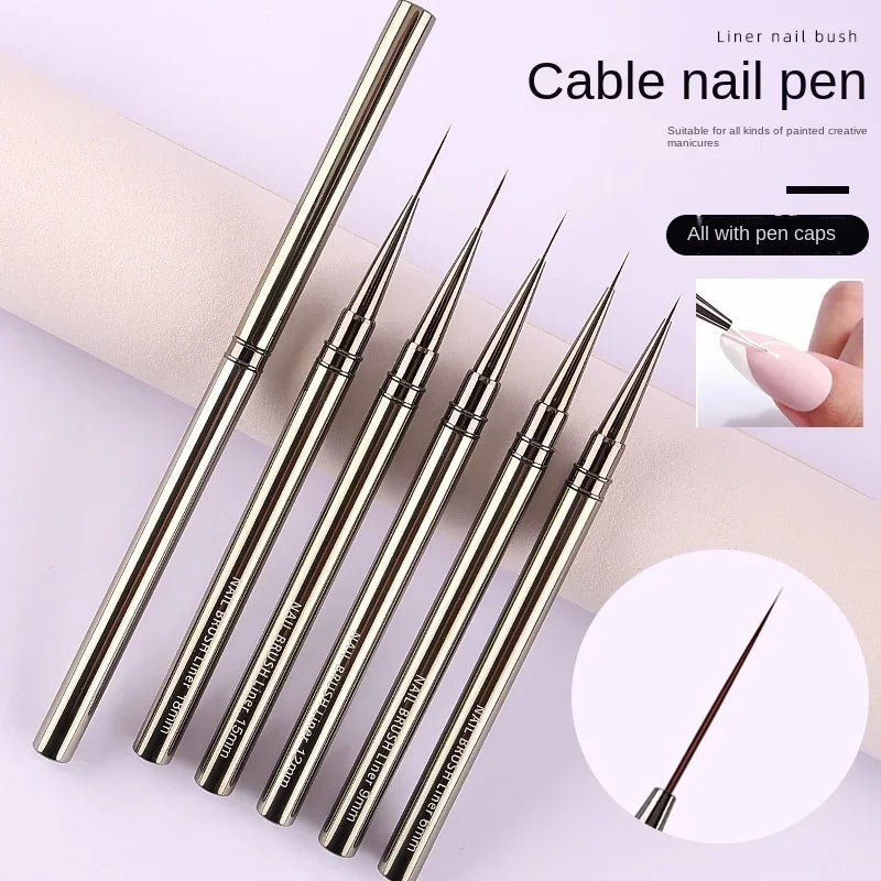 5PCS/set 6/9/12/15/18mm Nail Liner Brush Set Drawing Lines Stripe