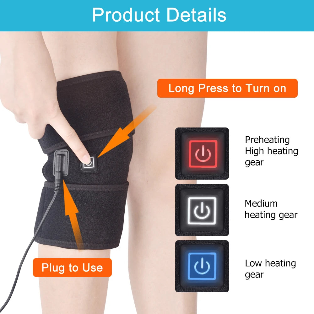 Electric Knee Heating Pad USB 3-gear Heated Knee Brace Support for