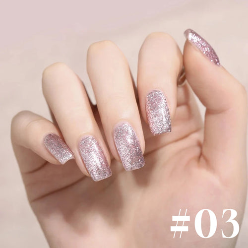 10ml 1-12pcs Gold Sparkling Platinum Nail Gel Polish Glitter Long
